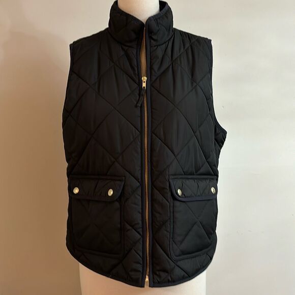 J.CREW Black Quilted Vest L - Picture 1 of 6